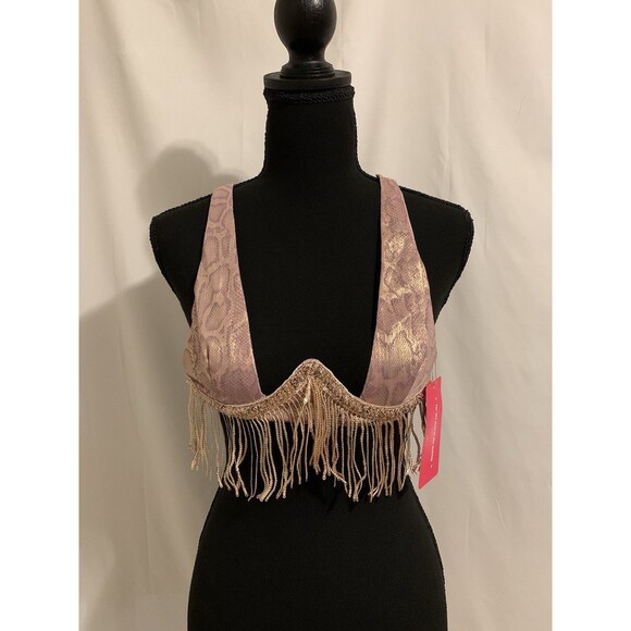 Pink Metallic Snakeskin Bra Wired Costume Size Medium M - Picture 1 of 5